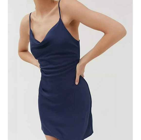 Urban Outfitters Mallory Slip Dress Navy - Picture 2 of 2